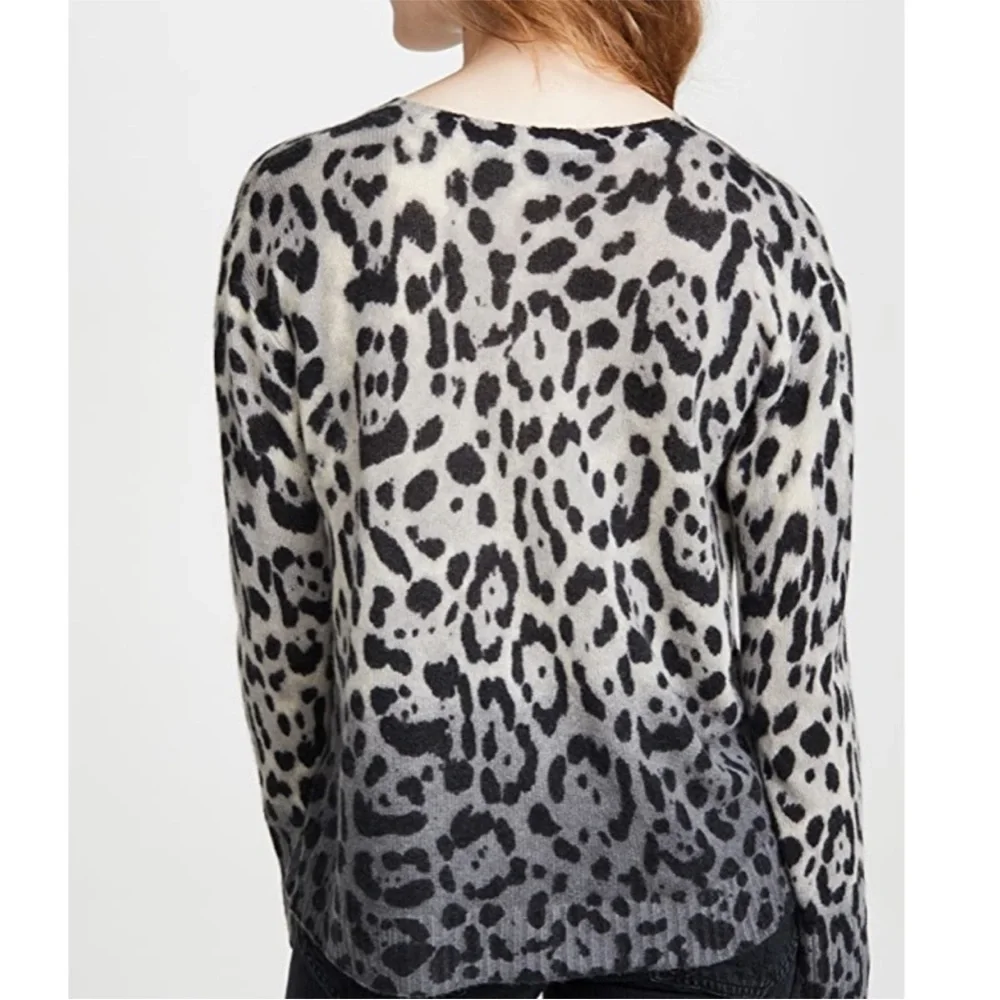 360 Cashmere Lauren Leopard Print Ombré 100% Cashmere Sweater Sz XS